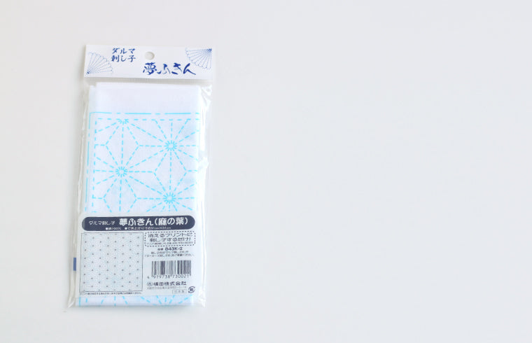 Yume Fukin White / Tela 100% Algodón con Diseño Sashiko <br> Hojas de Cáñamo (2)