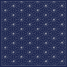 Yume Fukin Navy / Tela 100% Algodón con Diseño Sashiko  Hoja (202)