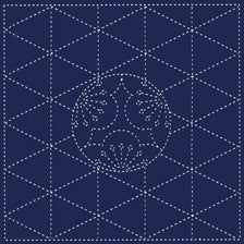 Yume Fukin Navy / Tela 100% Algodón con Diseño Sashiko  Cresta de Ciruela (206)