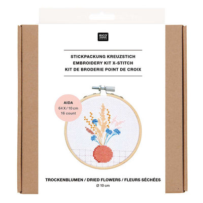 Mini Kit de Bordado Punto Cruz  Dried Flowers (Flores Secas)