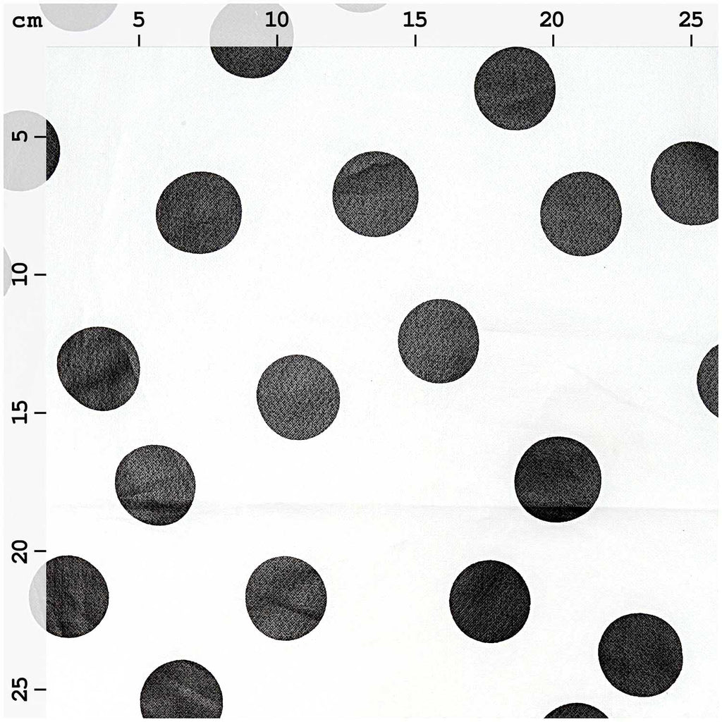 Tela Impermeable White, Big Dots Black (100% Algodón, TPU coated) <br> De Corte 140 cm de Ancho