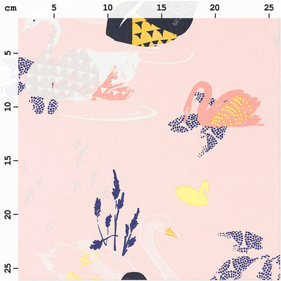 Tela Impermeable Rose Swan, Black, Neon (100% Algodón, PU coated)  De Corte, 140 cm de Ancho