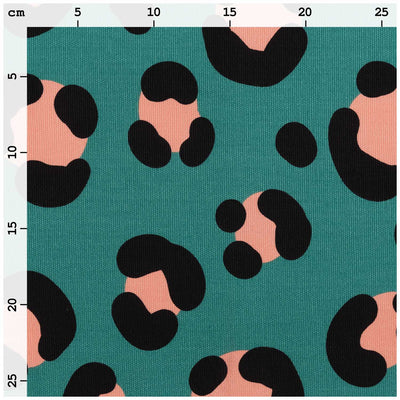 Tela Lona Canvas Acid Leo, Teal (100% Algodón)  De corte, Ancho 140 cm