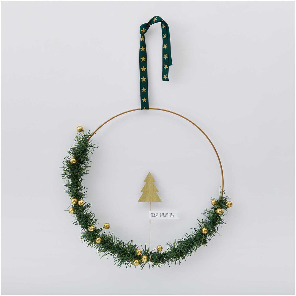 Cinta de Tafetán Para Regalos y Decoraciones de Navidad <br> 3 metros Estrellas Verde con Dorado