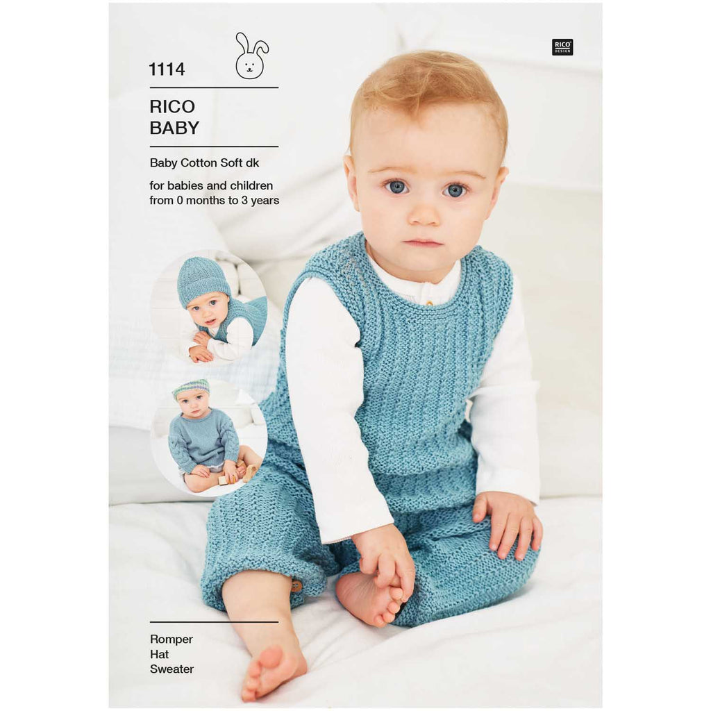 Patrón Enterito, Sweater y Gorrito Bebé (0 a 3 años) <br> "Rico Knitting Idea Compact Pattern" Rico Baby Nro. 1114