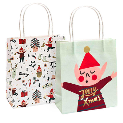 Set de Bolsas de Papel Para Envolver Regalos de Navidad  