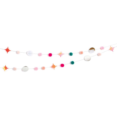 Guirnalda Adorno de Navidad Pompones de Lana  Yarn Pompom Garland Pink Pastel