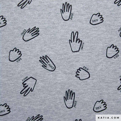 Tela de Punto Jersey Hands Melange (50% Algodón - 45% Poliéster - 5% Elastán) De Corte, 150cm de ancho