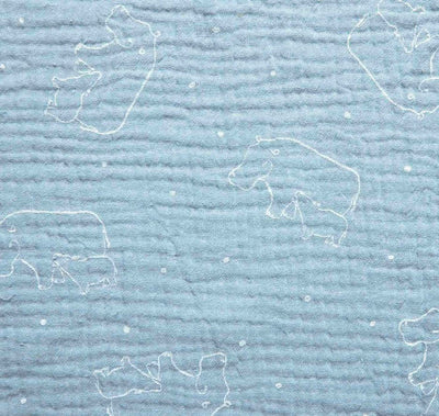 Tela Museline Hippos Mum & Son (100% Algodón) De Corte, 130cm de ancho