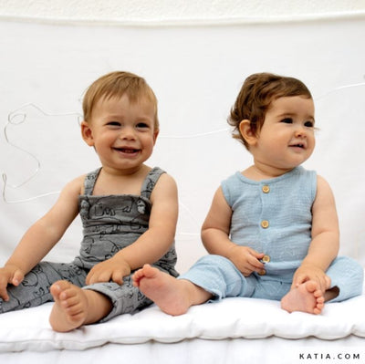 Tela Museline Hippos Mum & Son (100% Algodón) De Corte, 130cm de ancho