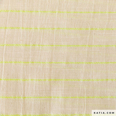 Tela Sari Flúor Yellow (97% Algodón - 3% Poliéster) De Corte, 150cm de ancho