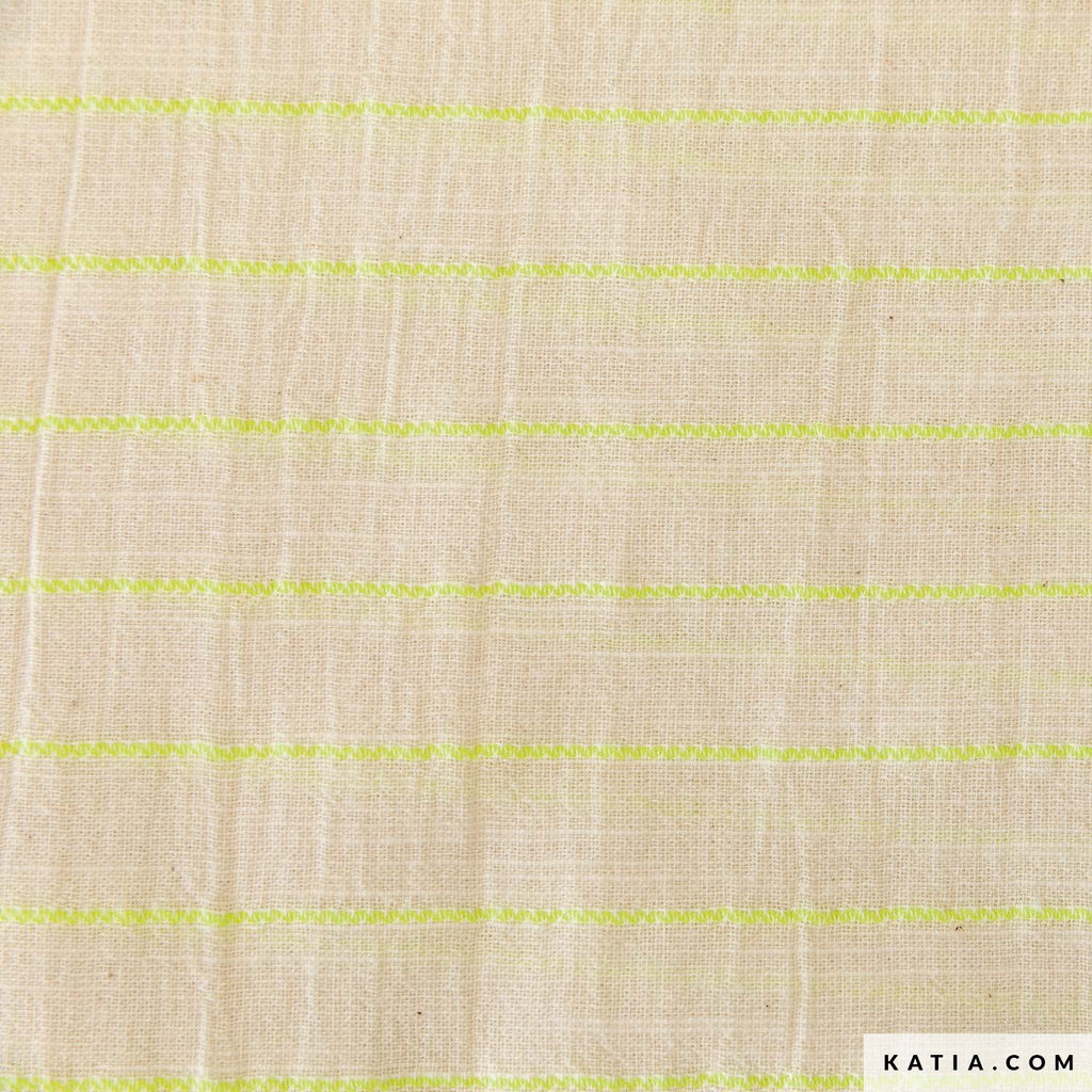 Tela Sari Flúor Yellow (97% Algodón - 3% Poliéster) <br>De Corte, 150cm de ancho