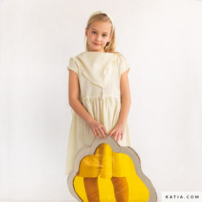 Tela Sari Flúor Yellow (97% Algodón - 3% Poliéster) De Corte, 150cm de ancho