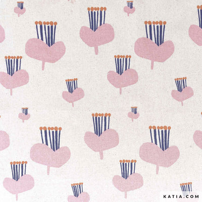 Tela Lona Cotton Canvas Tulips (100% Algodón) De Corte, 150cm de ancho