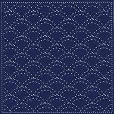 Yume Fukin Navy / Tela 100% Algodón con Diseño Sashiko  Ola Qinghai (201)