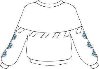 Kit Sweater "Cabeza de Alfiler" de Pope Vergara (Lanas) <br> Opción Mostacillas E (Mangas) en Fuchsia
