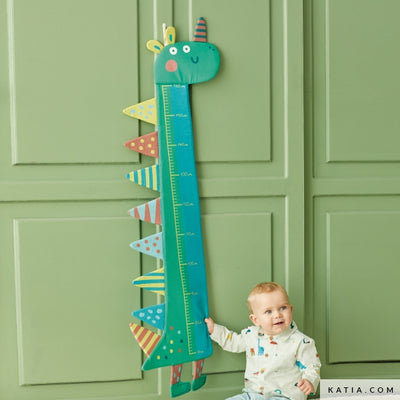 Tela Popelina Slim Panel Dinosaur Measurer (100% Algodón) De Corte, 140cm de ancho