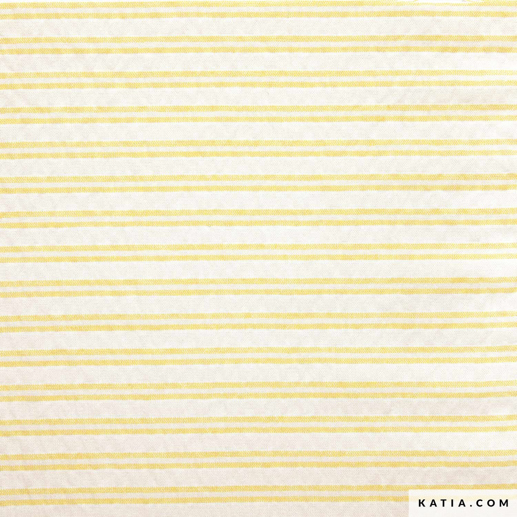 Tela Nautic Double Stripes Cotton Yellow & Blue (95% Algodón - 4% Poliéster - 1% Elastán) <br>De Corte, 135 cm de ancho