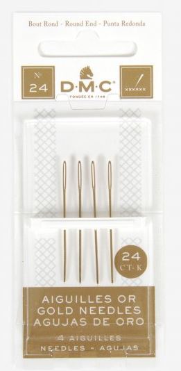 Agujas Punta Redonda con Ojal de Oro  N° 24