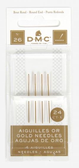 Agujas Punto Redonda con Ojal de Oro  N° 26